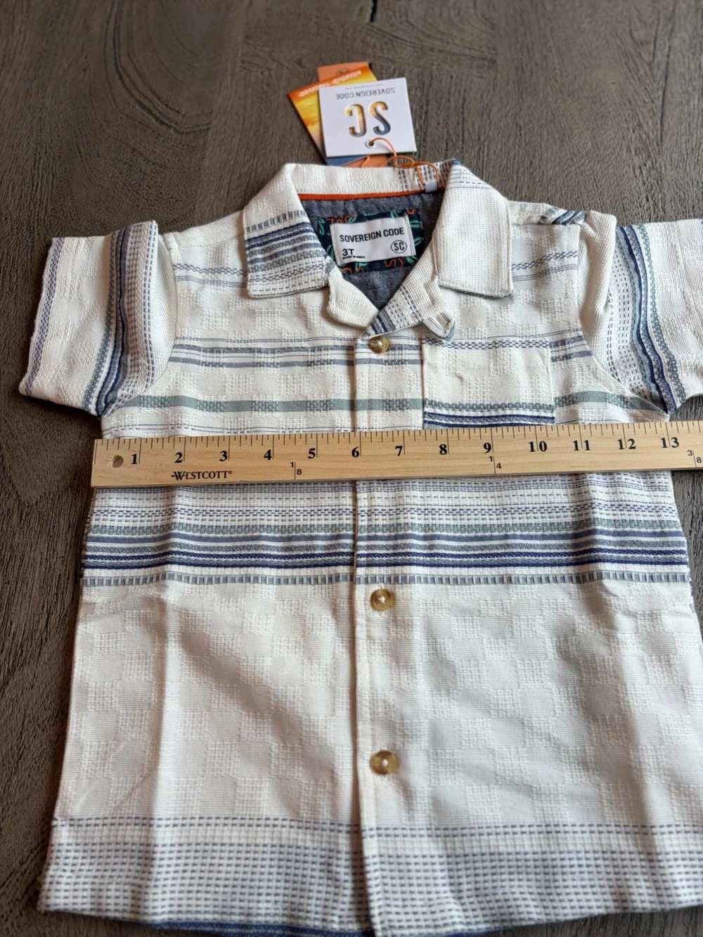 Sovereign Code Tour Textured Striped button up shirt boys size 3T NWT